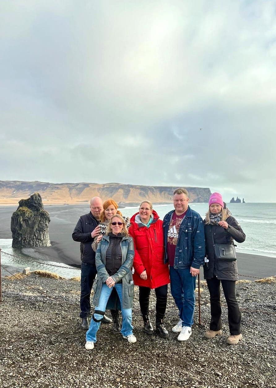 Guests at the black sand beach